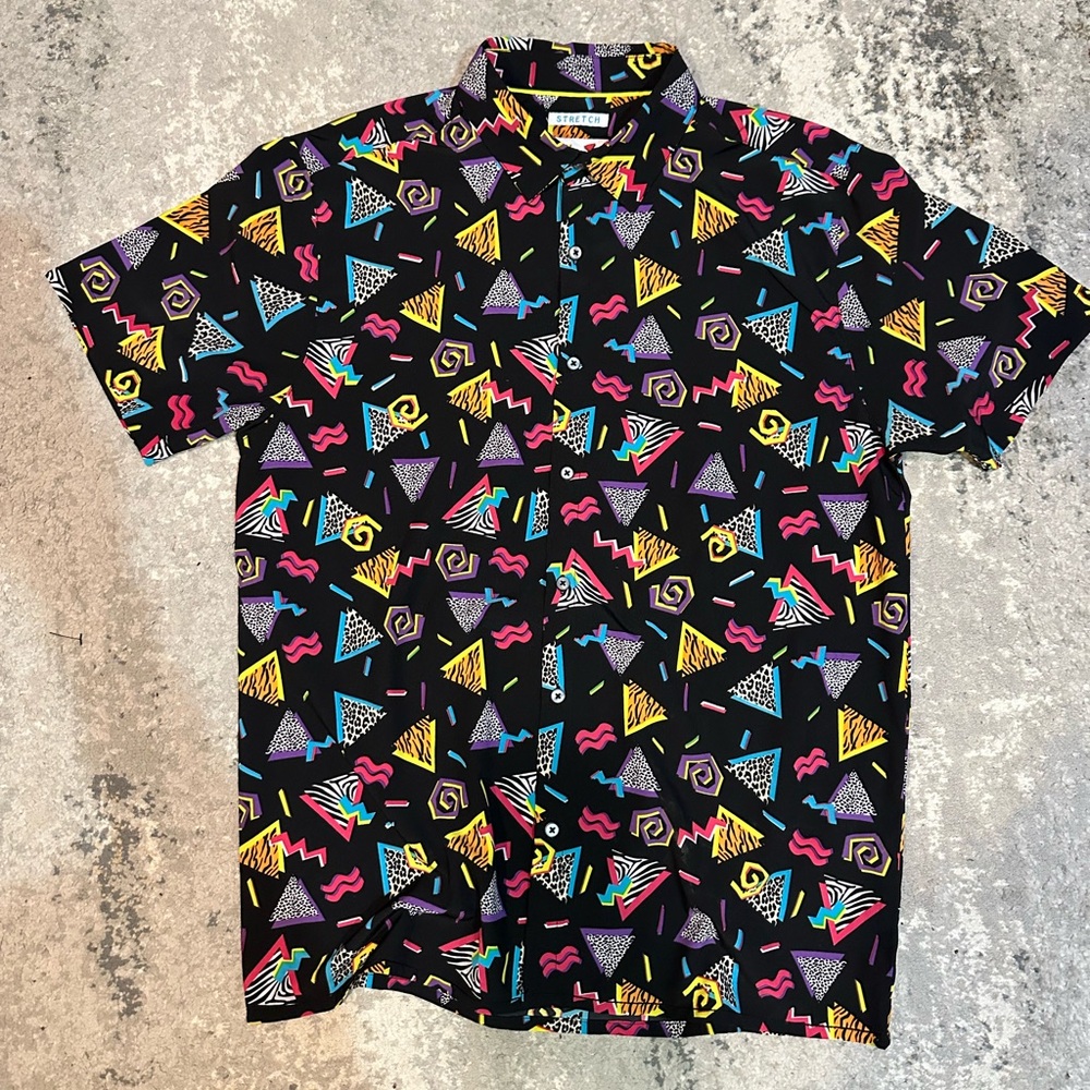 90’s 2000’s Vibrant Geometric Patterns Button Up